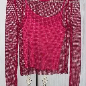 Anthropologie Pink Mesh Sparkly Size XS By Sunday in Brooklyn  NWOT